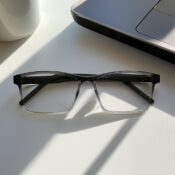 Fly Bold - Transparent Gray Acetate&Green Temple - Rectangle - Image 2